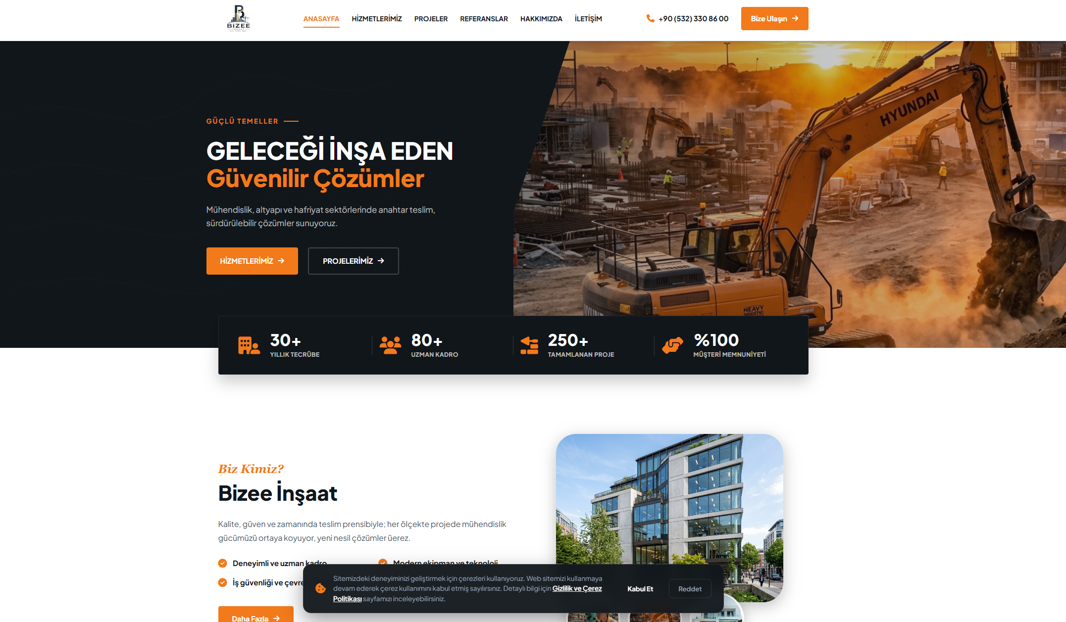 Bizee İnşaat Kurumsal Web Sitesi